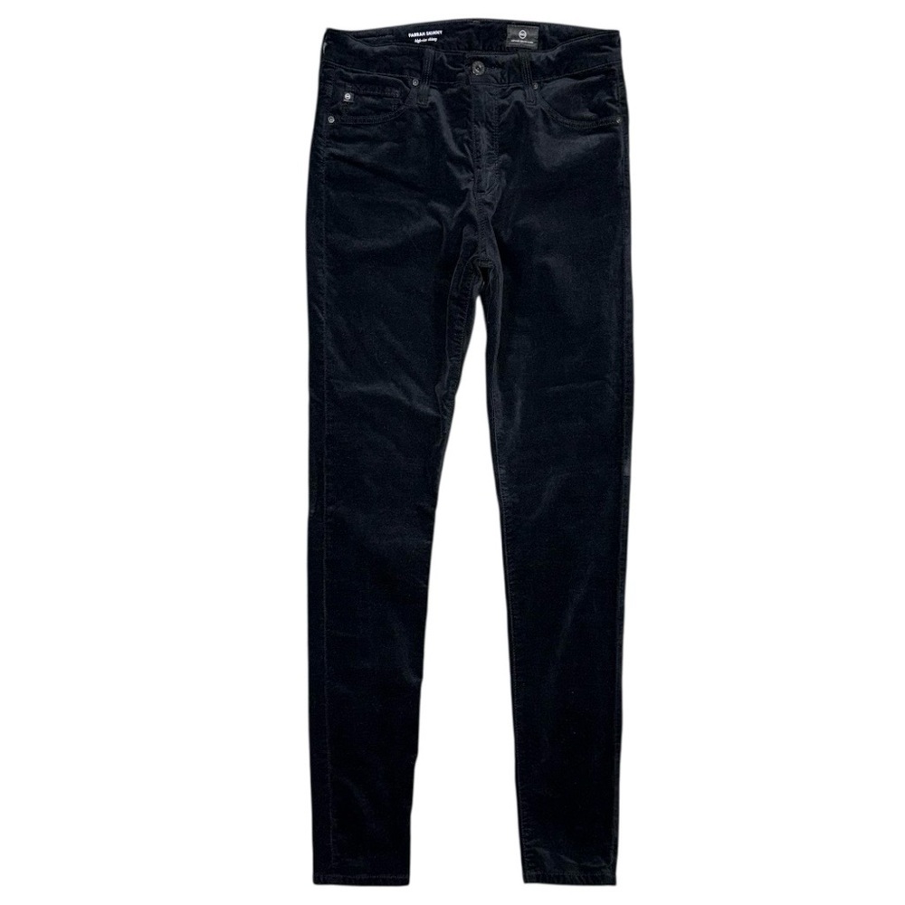 AG Jeans Adriano Goldschmied Farrah Skinny Velvet Pants Size 27 Black High Rise